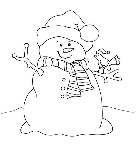 розмальовка Простий сніговик
