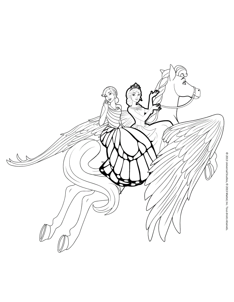 розмальовка Маріпоса і принцеса Катанія верхом